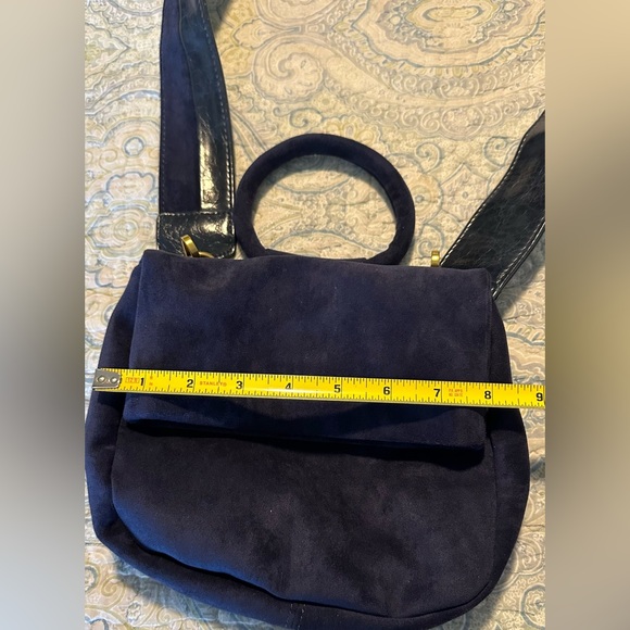 Anthropologie Navy Blue Blake Wide Strap Suede Crossbody Bag - Picture 3 of 11